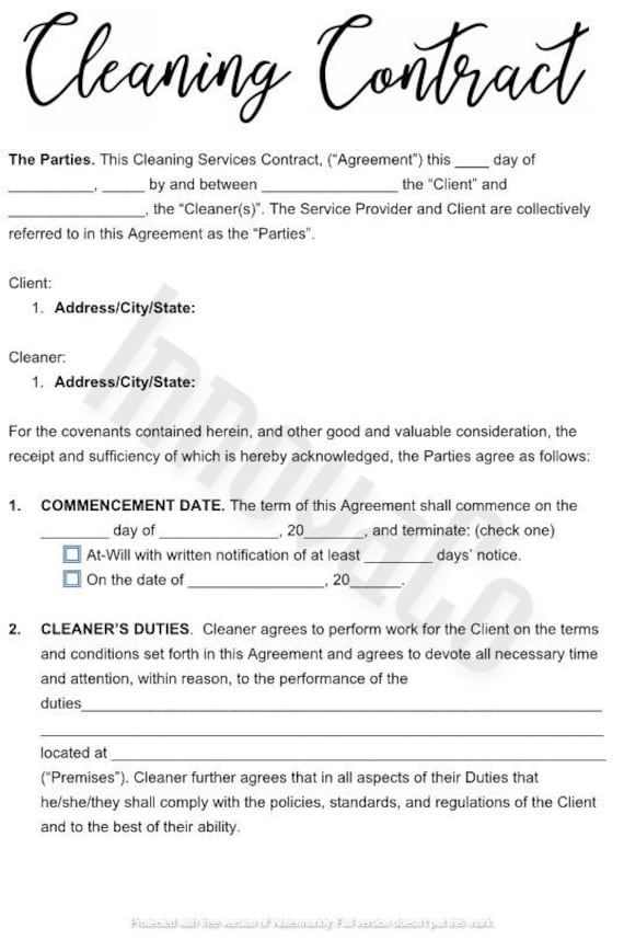 Detail Cleaning Service Contract Template Nomer 6