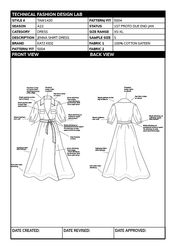 Detail Clothing Tech Pack Template Nomer 23