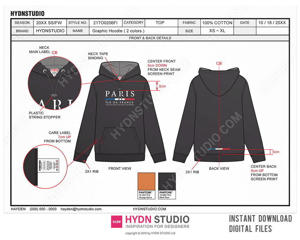 Detail Clothing Tech Pack Template Nomer 4