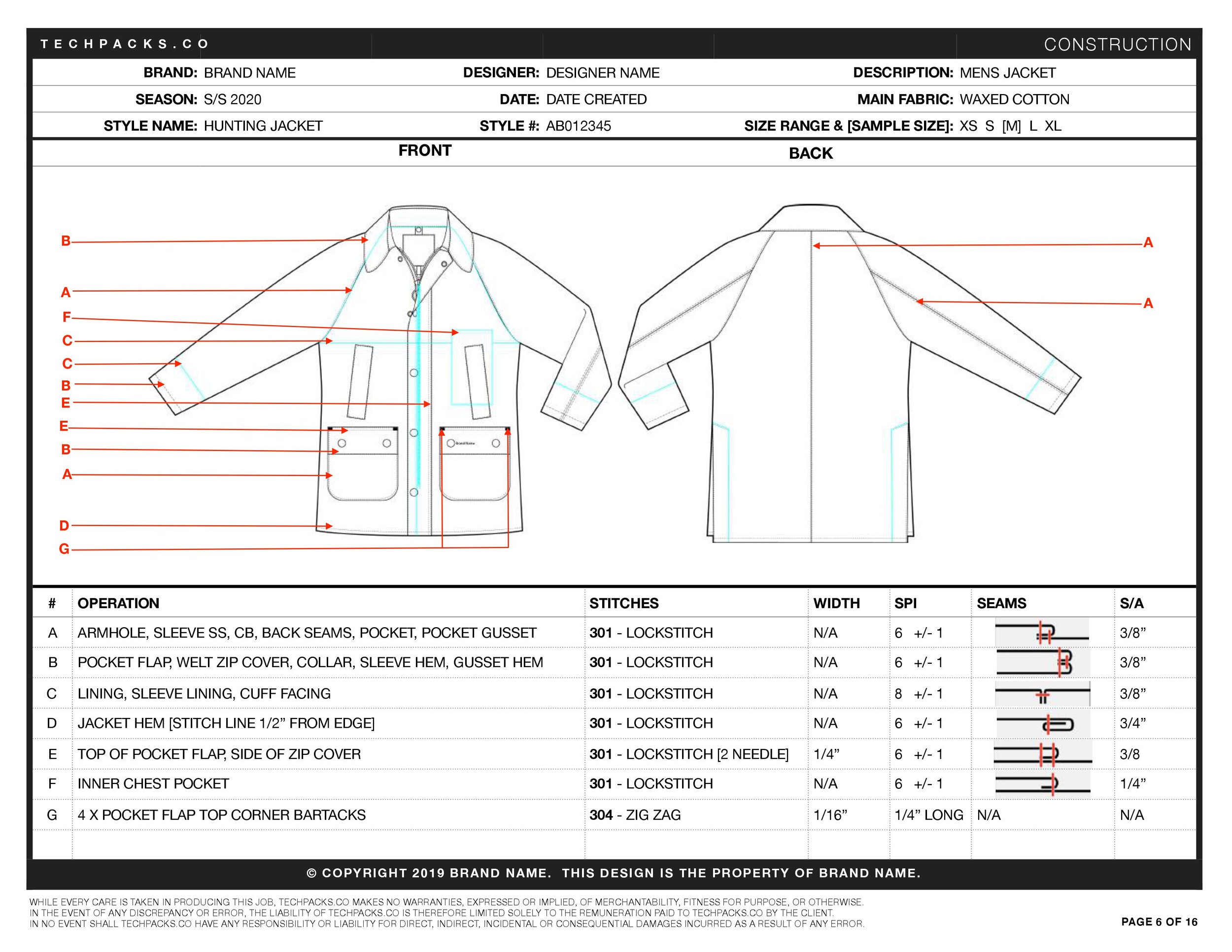 Detail Clothing Tech Pack Template Nomer 7