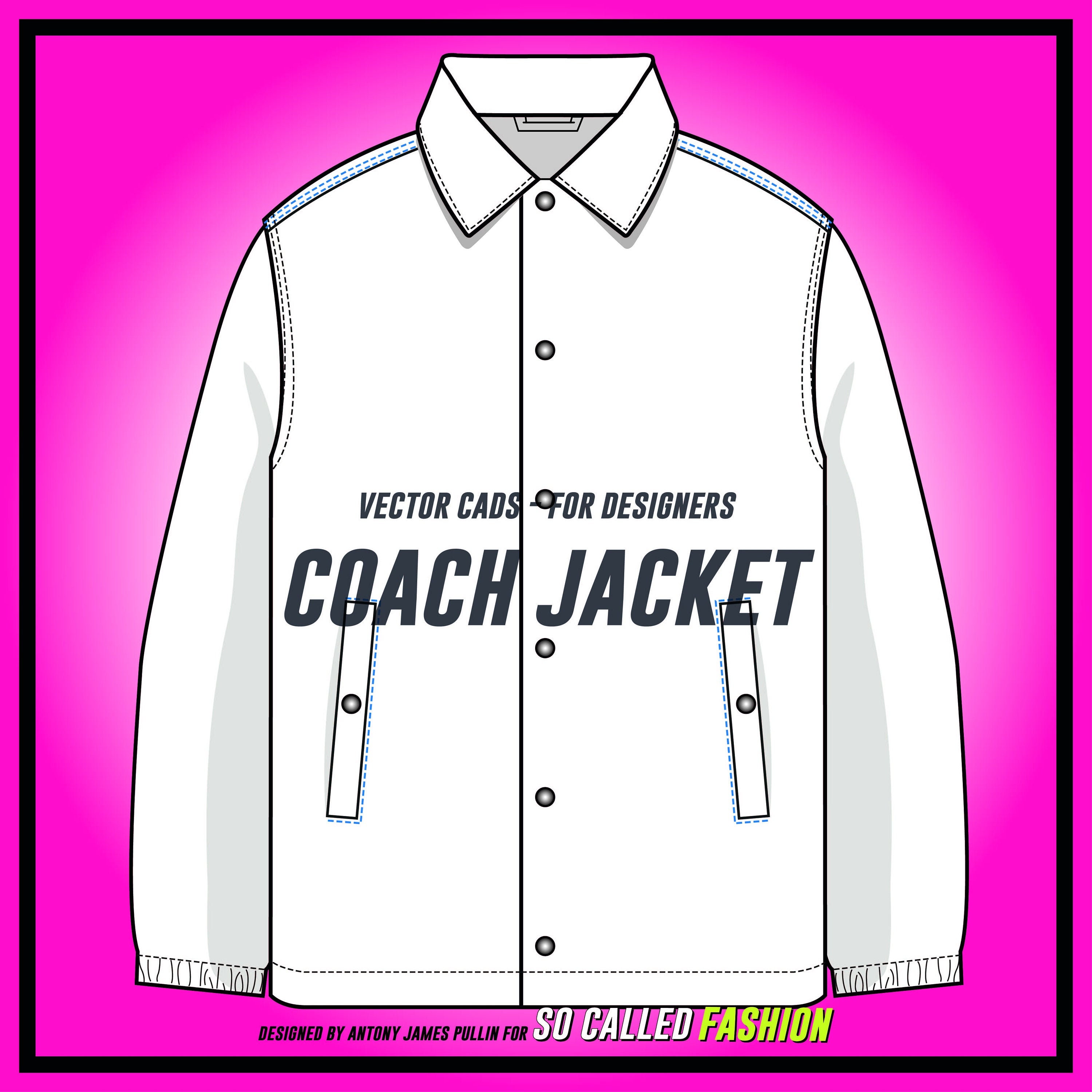 Detail Coach Jacket Vector Template Nomer 3