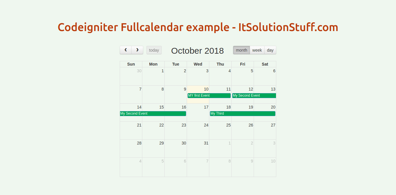 Detail Codeigniter Calendar Template Nomer 3