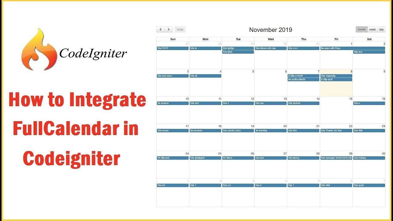 Detail Codeigniter Calendar Template Nomer 5