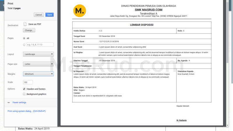 Detail Coding Php Template Surat Nomer 17