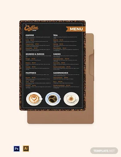 Detail Coffee Shop Menu Template Free Nomer 6