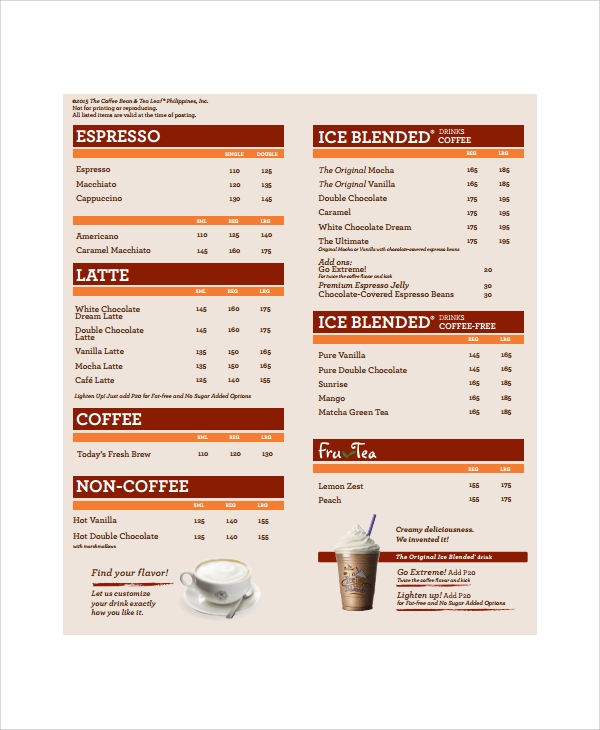 Detail Coffee Shop Menu Template Free Nomer 49