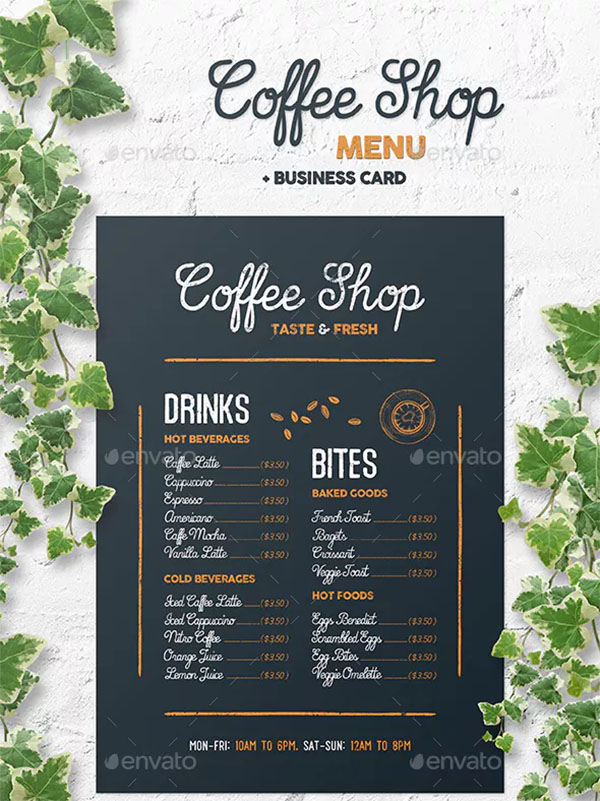 Detail Coffee Shop Menu Template Free Nomer 8
