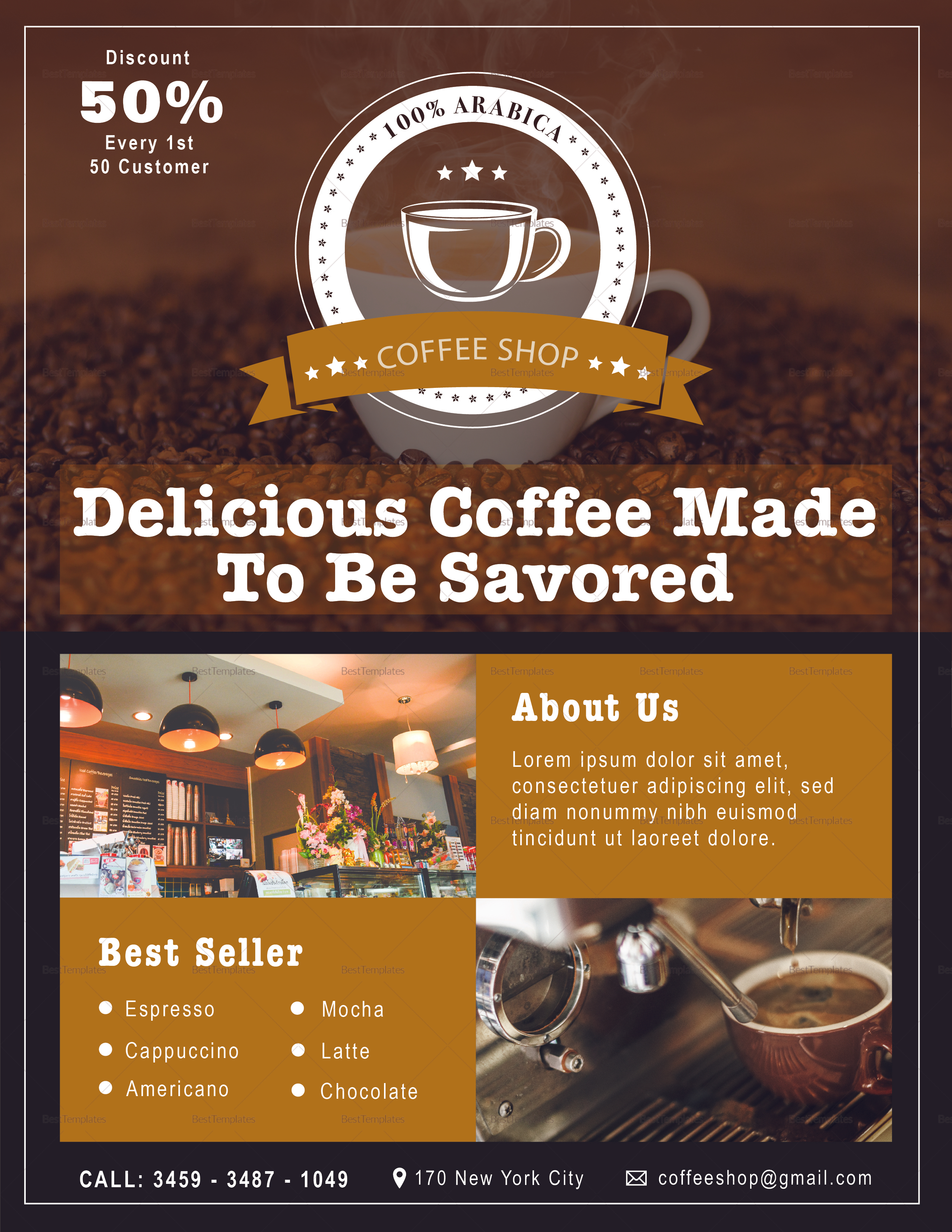 Detail Coffee Shop Poster Template Nomer 47