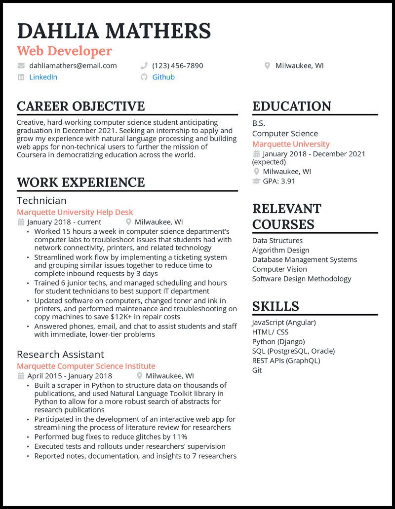 Detail College Cv Template Nomer 24