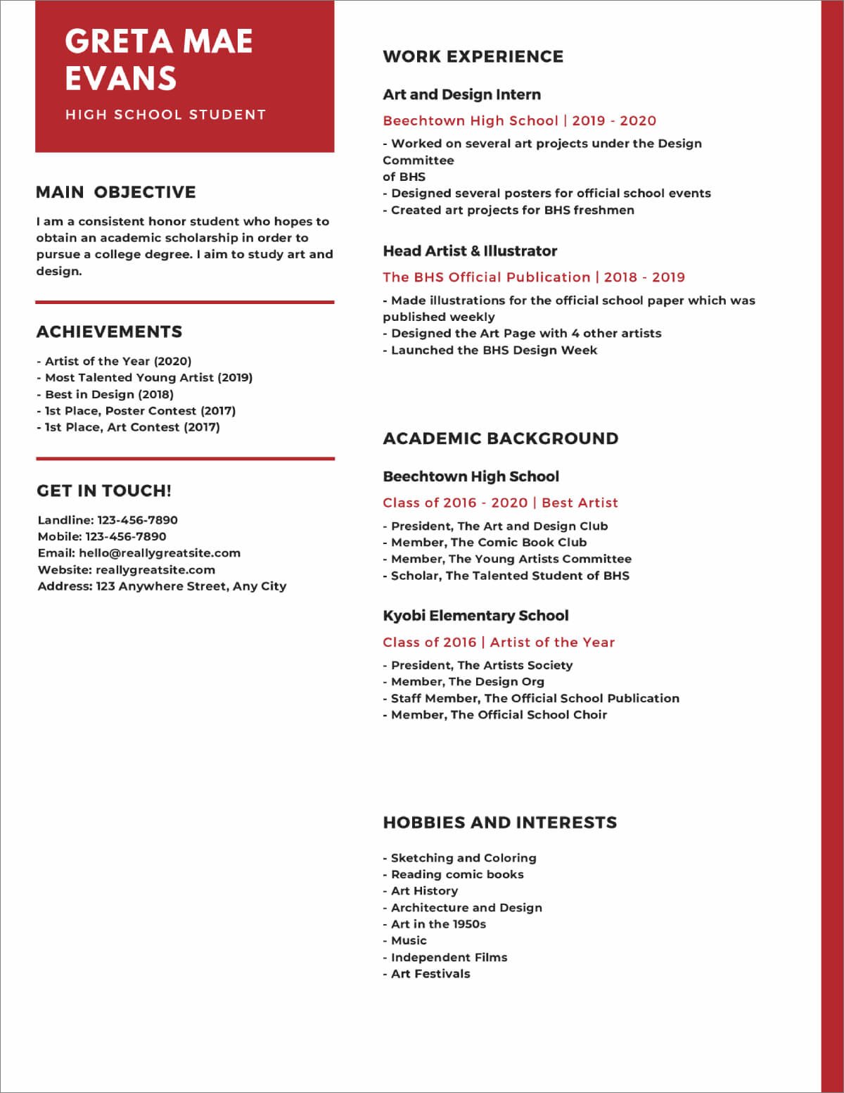 Detail College Cv Template Nomer 44