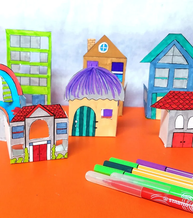 Detail Colored Paper House Template Nomer 14