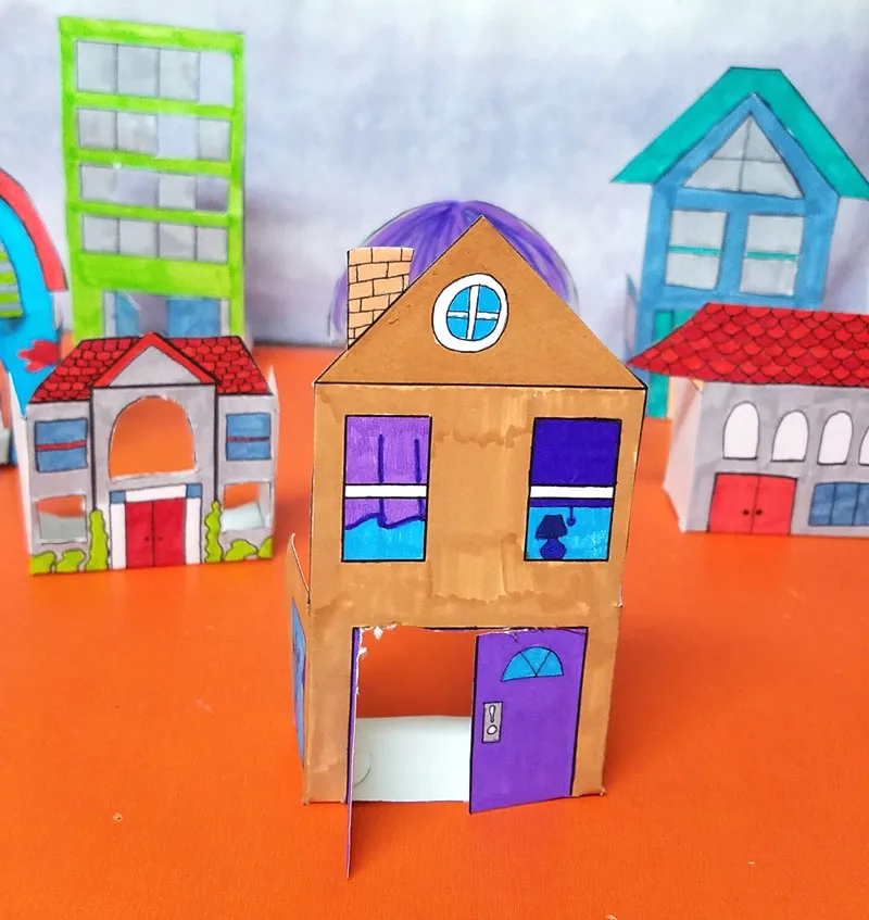 Detail Colored Paper House Template Nomer 17