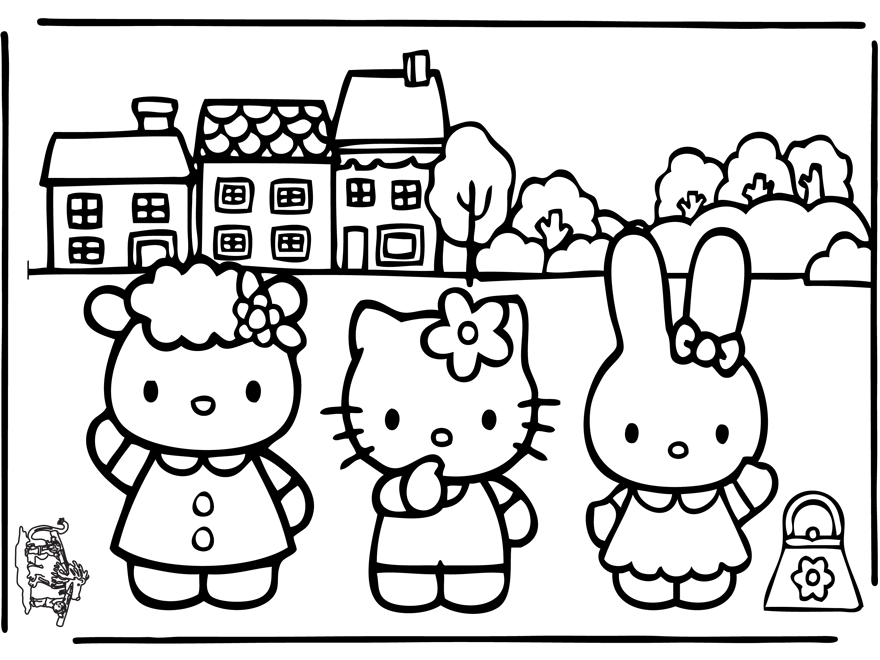 Detail Coloring Pages Hello Kitty And Friends Nomer 3
