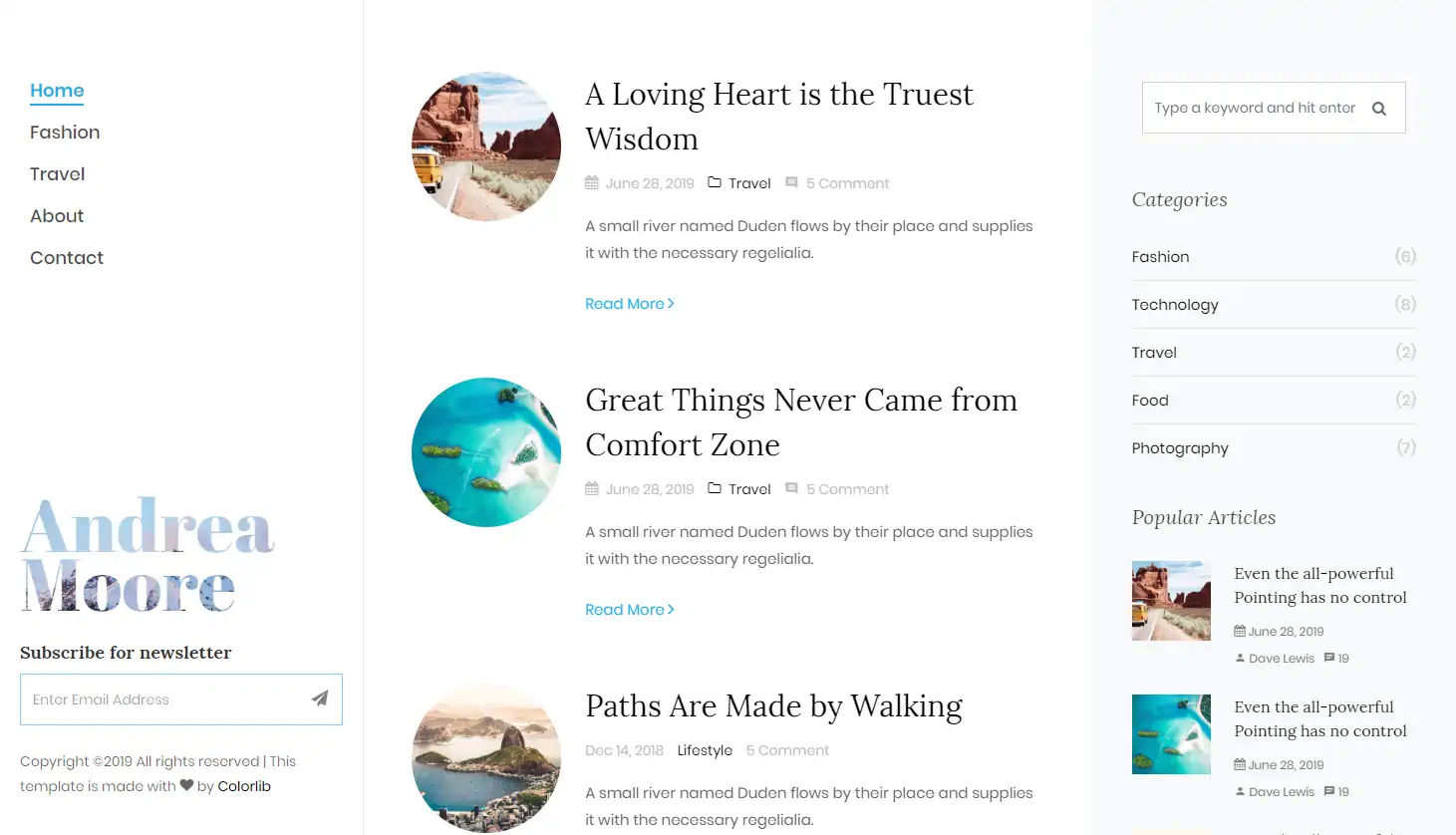 Detail Colorlib Blogger Template Nomer 25