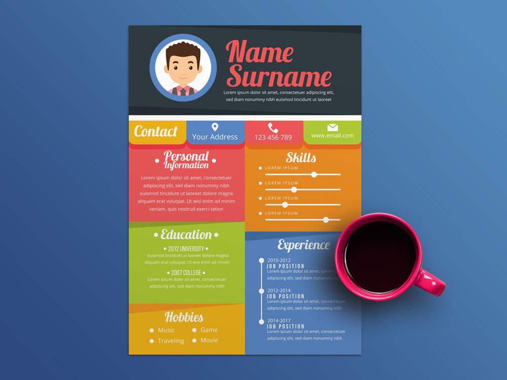 Detail Colourful Cv Template Free Nomer 2