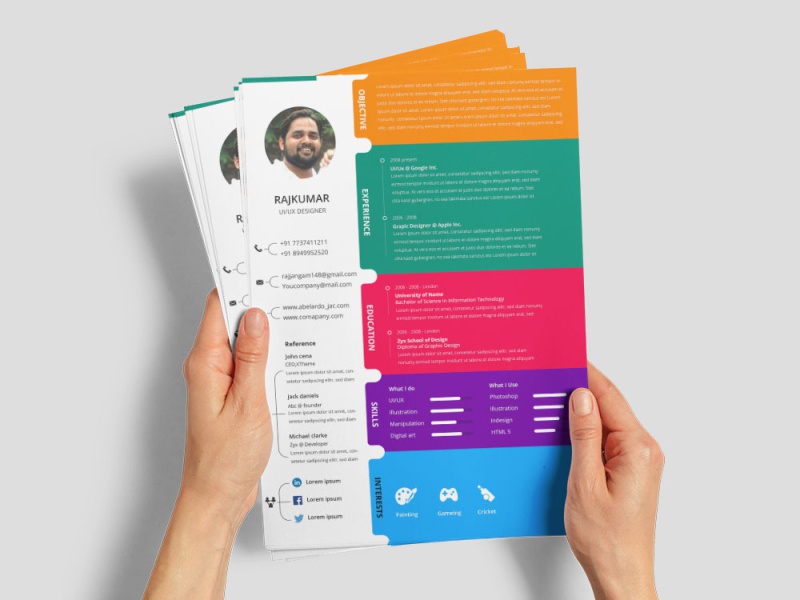 Detail Colourful Cv Template Free Nomer 3