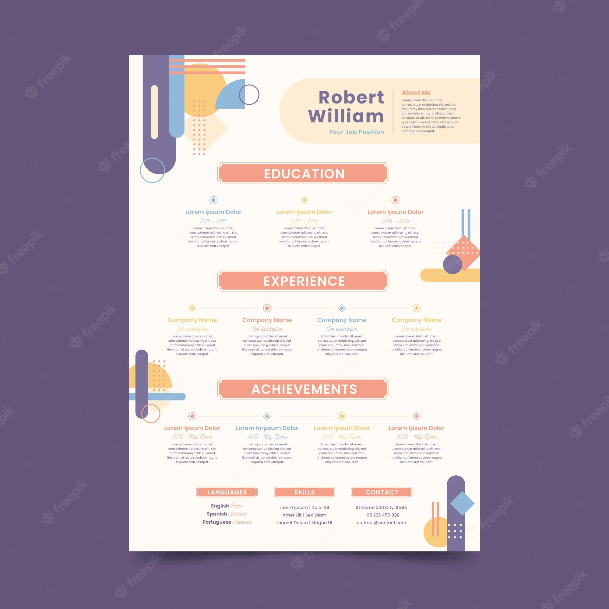 Detail Colourful Cv Template Free Nomer 28