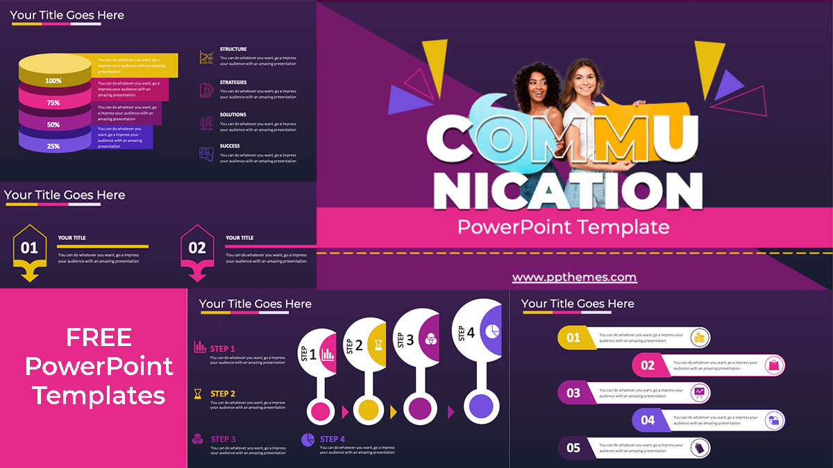 Detail Communication Powerpoint Template Free Download Nomer 7