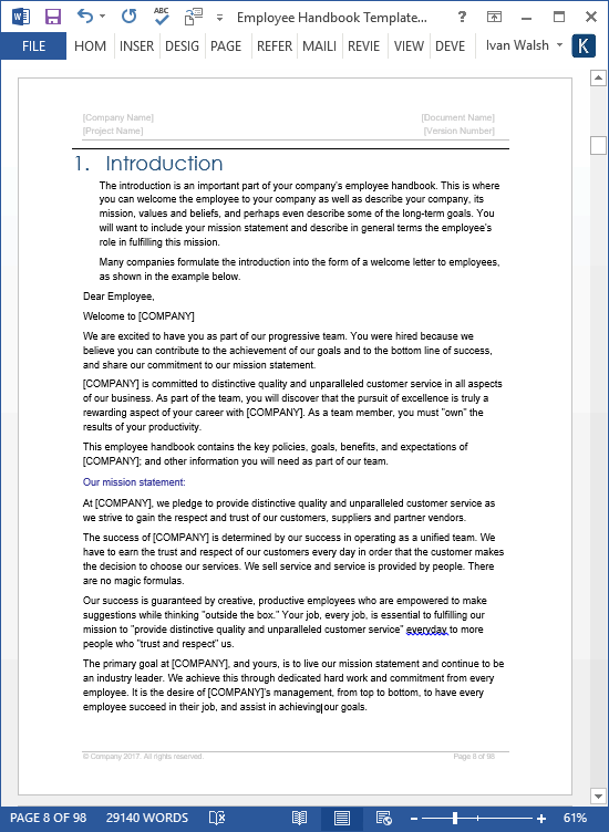 Detail Company Handbook Template Word Nomer 26