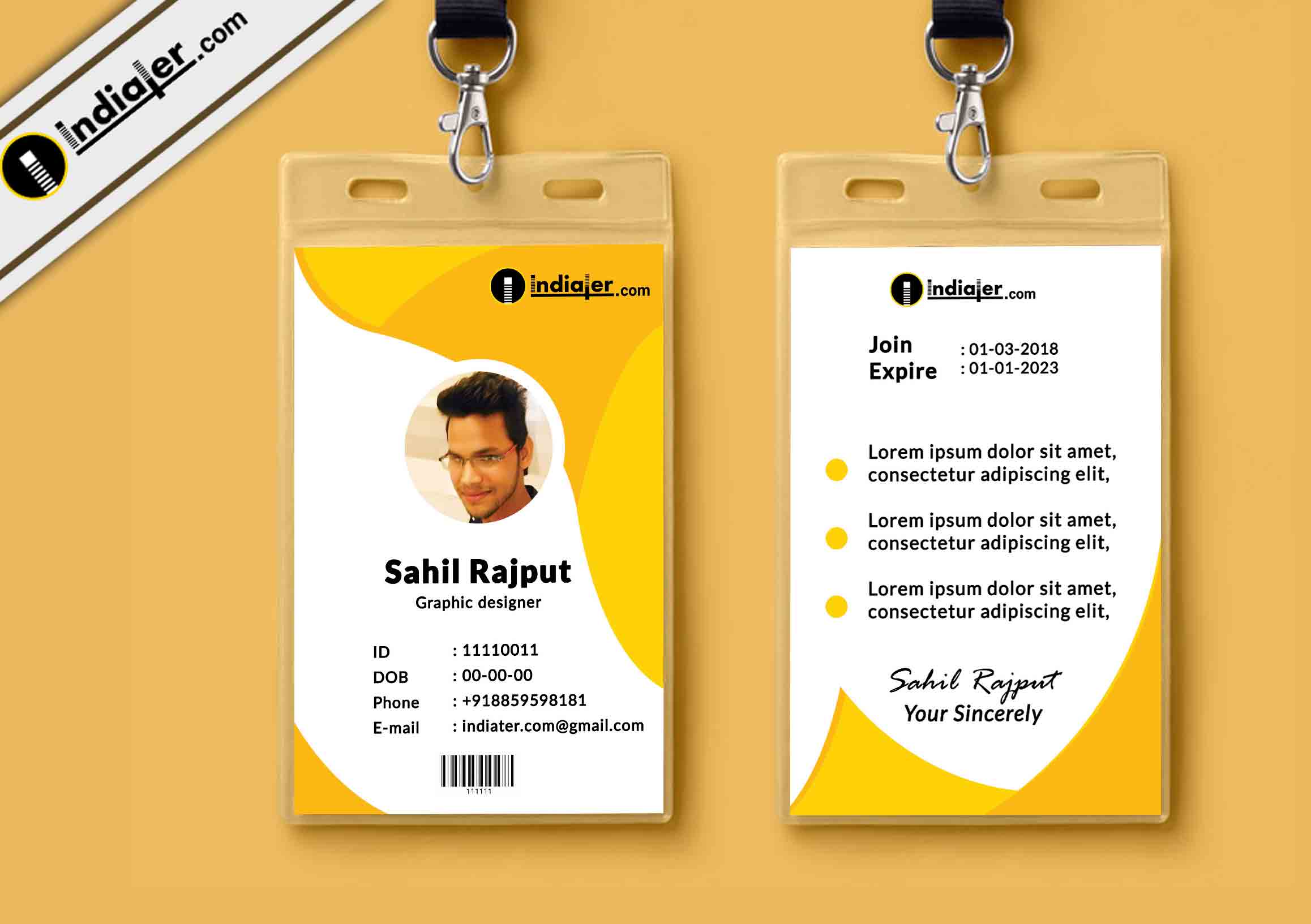 Detail Company Id Card Template Psd Free Download Nomer 12