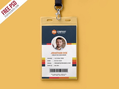 Detail Company Id Card Template Psd Free Download Nomer 18