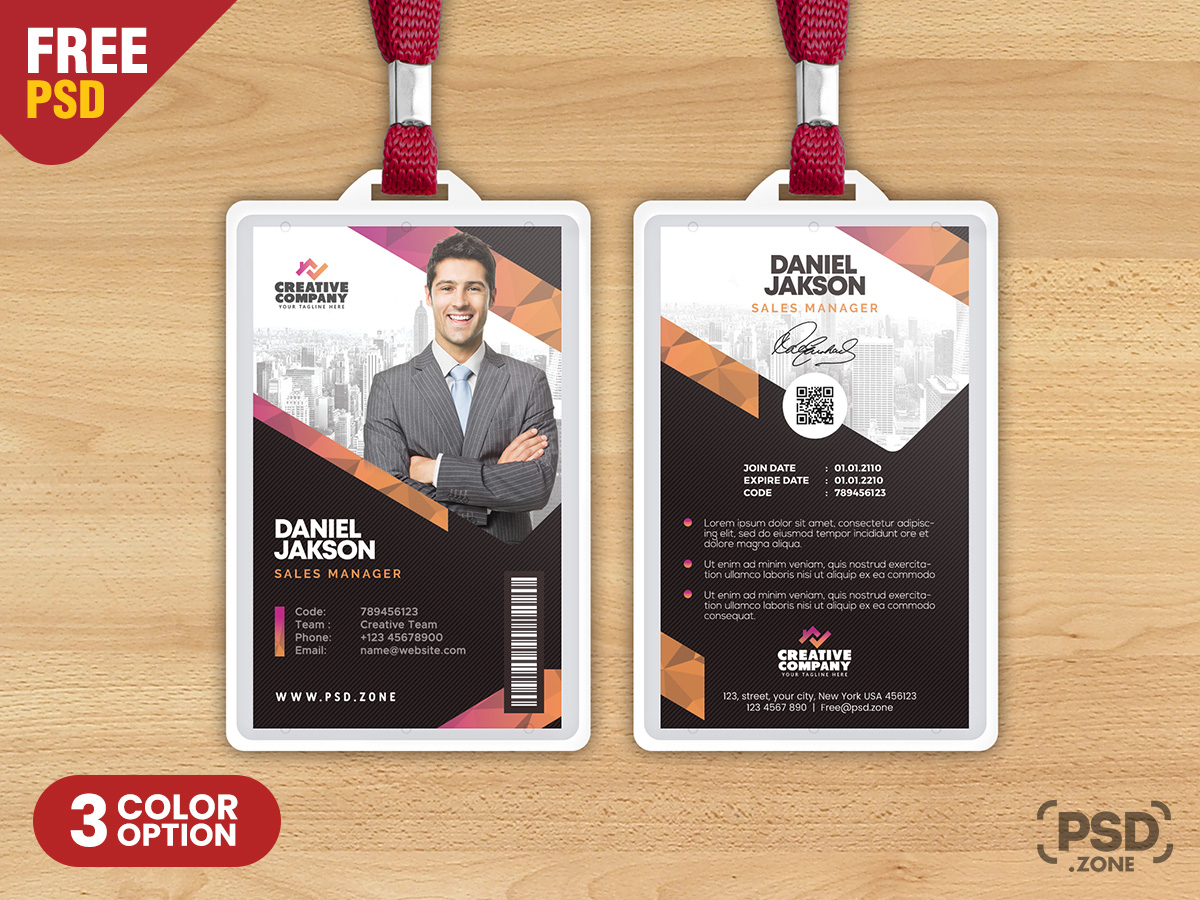 Detail Company Id Card Template Psd Free Download Nomer 32