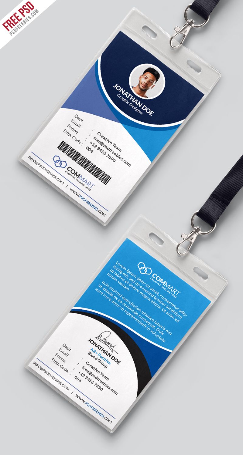 Detail Company Id Card Template Psd Free Download Nomer 7