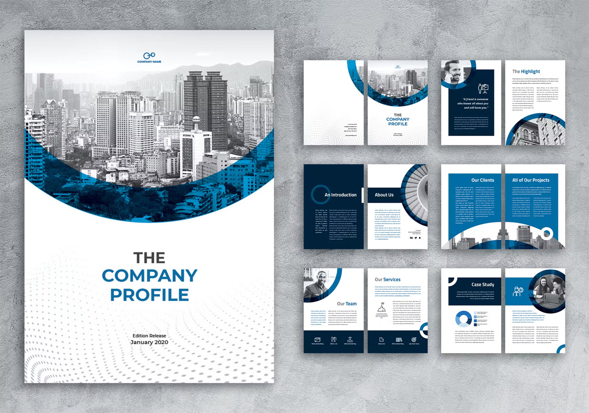 Detail Company Profile Design Template Psd Nomer 7