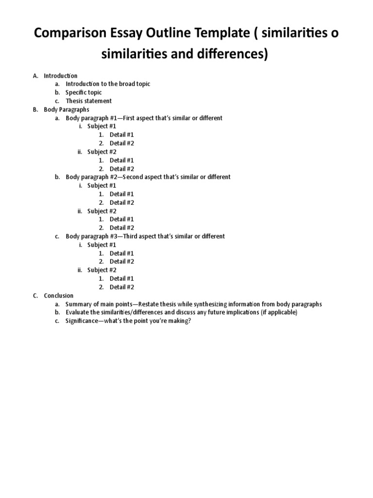 Detail Comparative Essay Template Nomer 49