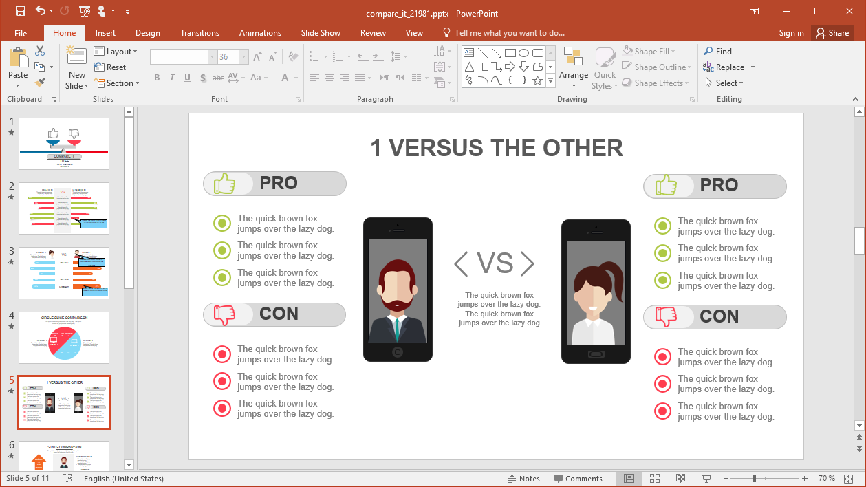 Detail Comparison Ppt Template Free Download Nomer 26
