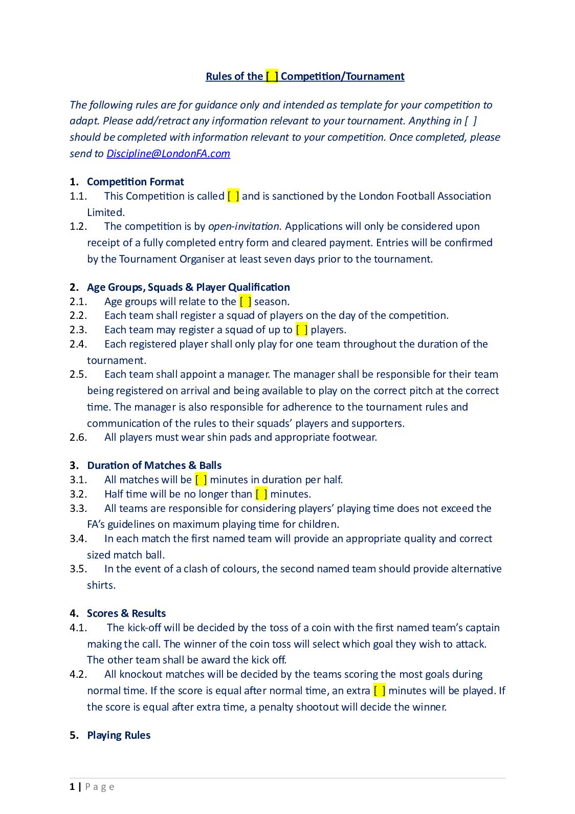 Detail Competition Rules Template Nomer 4