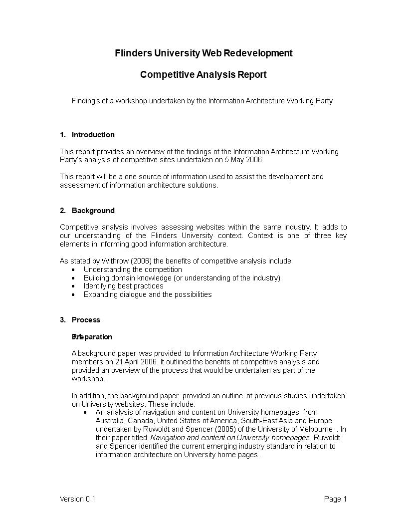 Detail Competitive Benchmarking Report Template Nomer 50