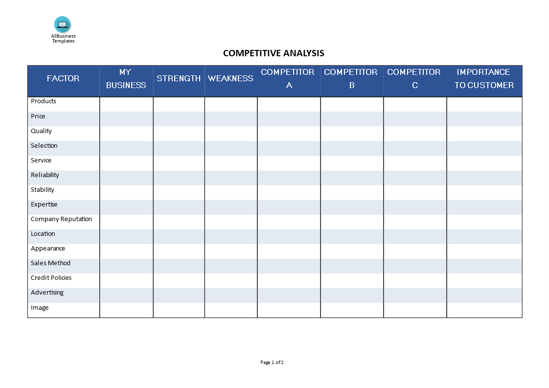 Detail Competitive Benchmarking Report Template Nomer 55