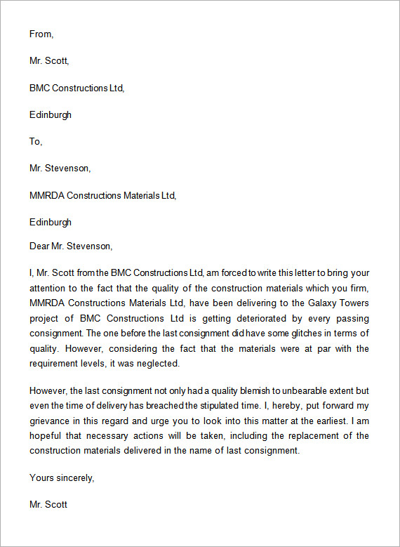 Detail Complaint Letter Template For Faulty Car Nomer 21