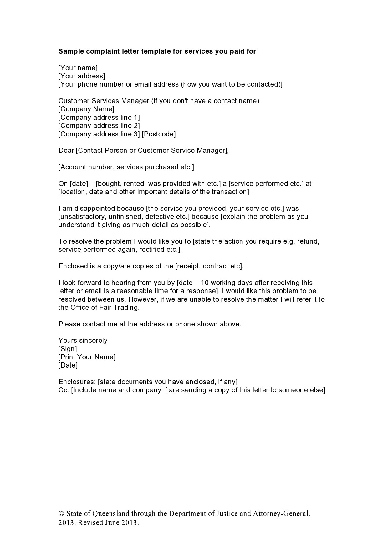 Detail Complaint Letter Template For Faulty Car Nomer 24