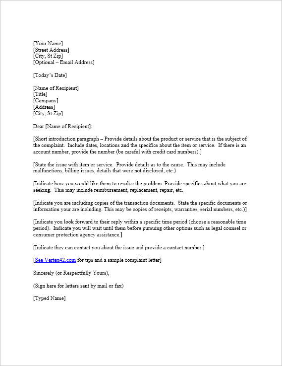 Detail Complaint Response Letter Template Nomer 48