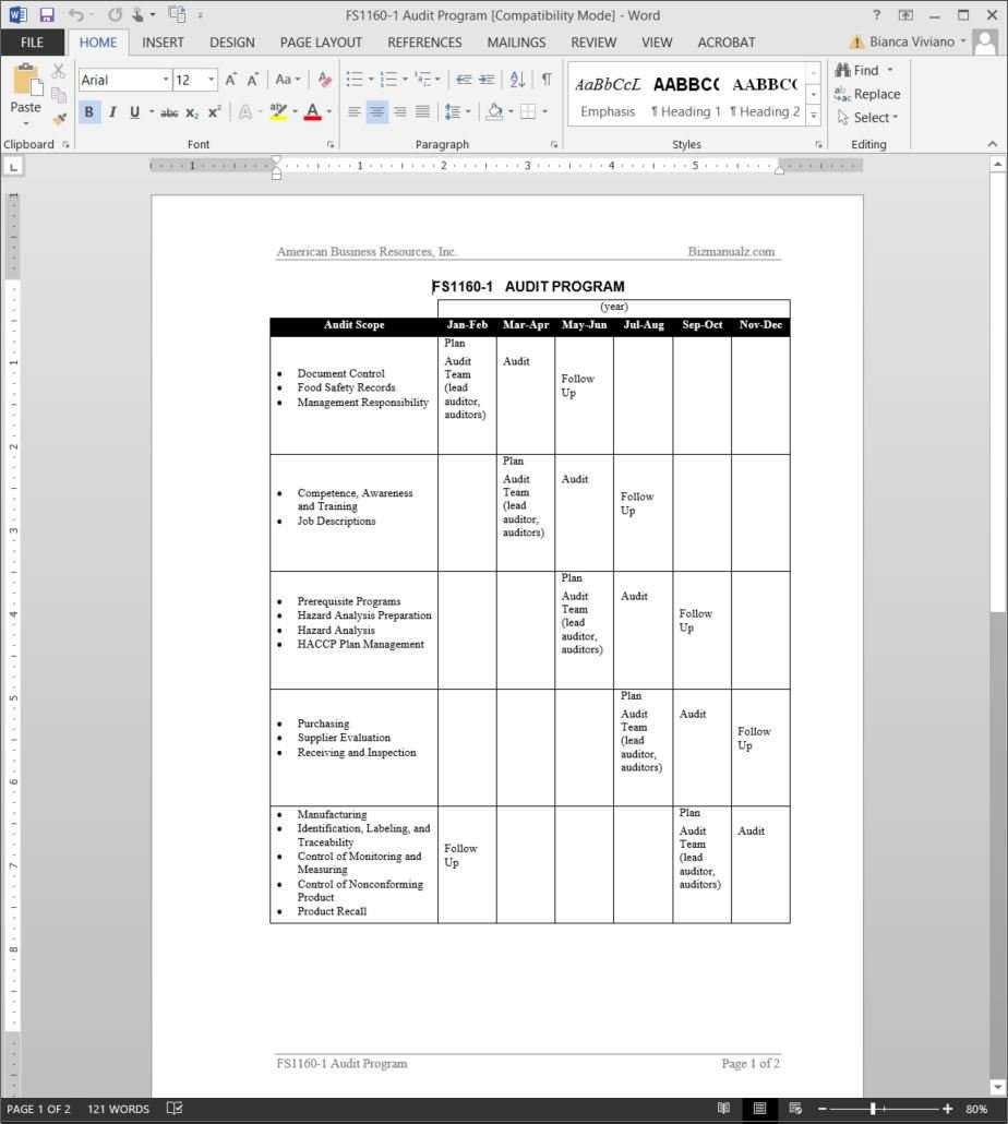 Detail Compliance Audit Program Template Nomer 14