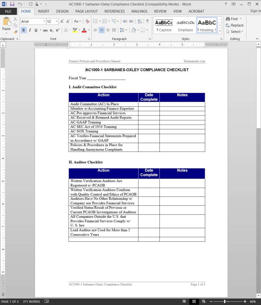 Detail Compliance Audit Program Template Nomer 34