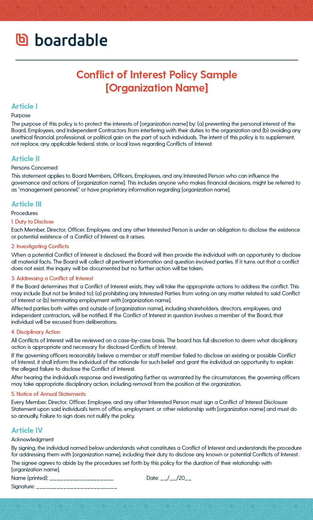 Detail Conflict Of Interest Policy Template Nomer 2