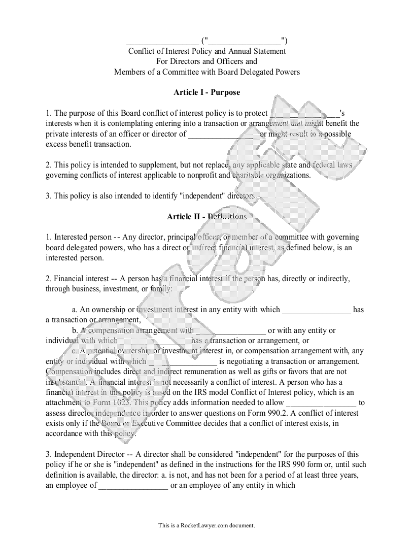 Detail Conflict Of Interest Policy Template Nomer 4