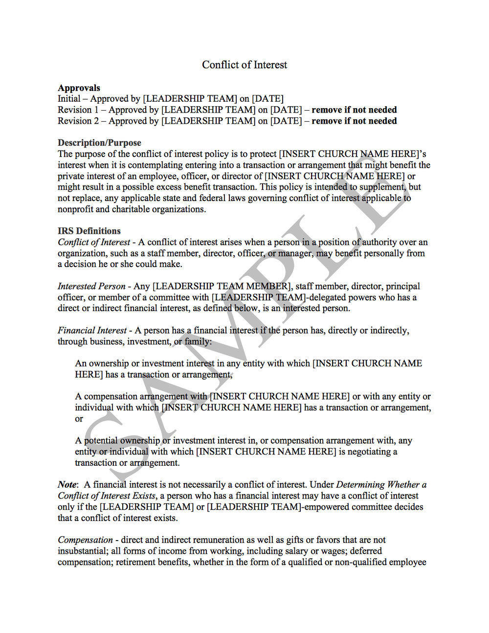 Detail Conflict Of Interest Policy Template Nomer 42