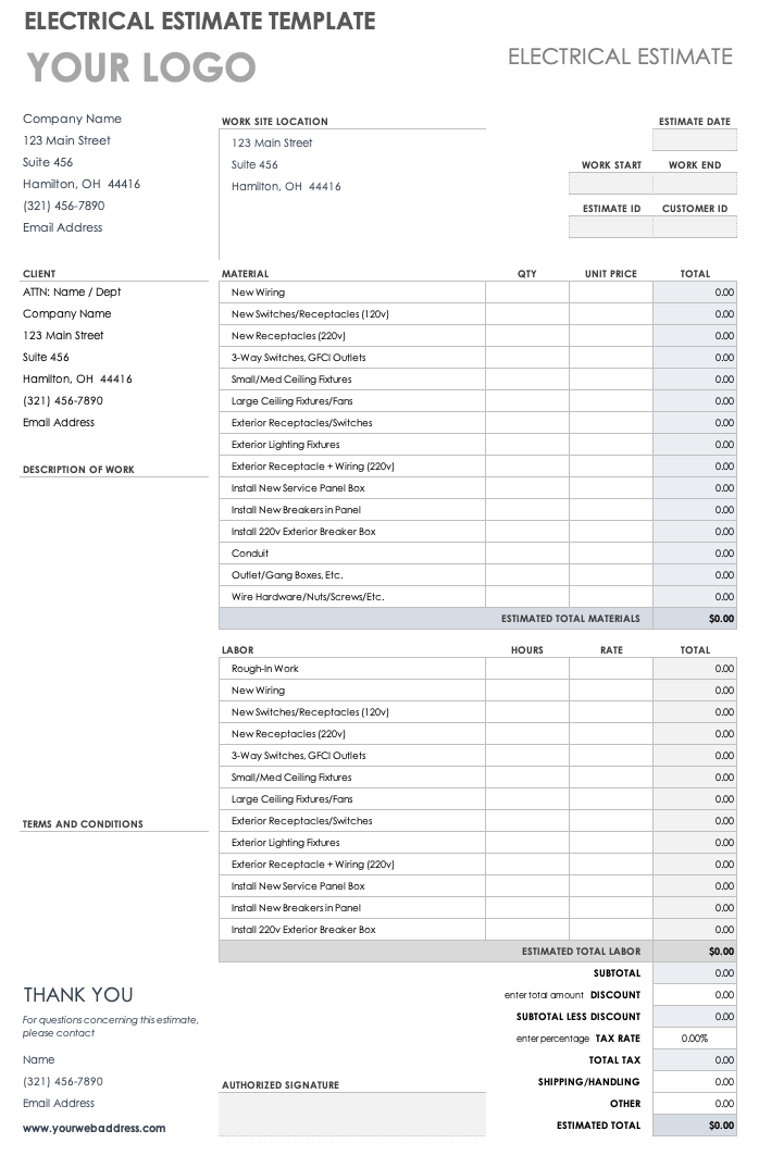 Detail Construction Estimate Template Nomer 12