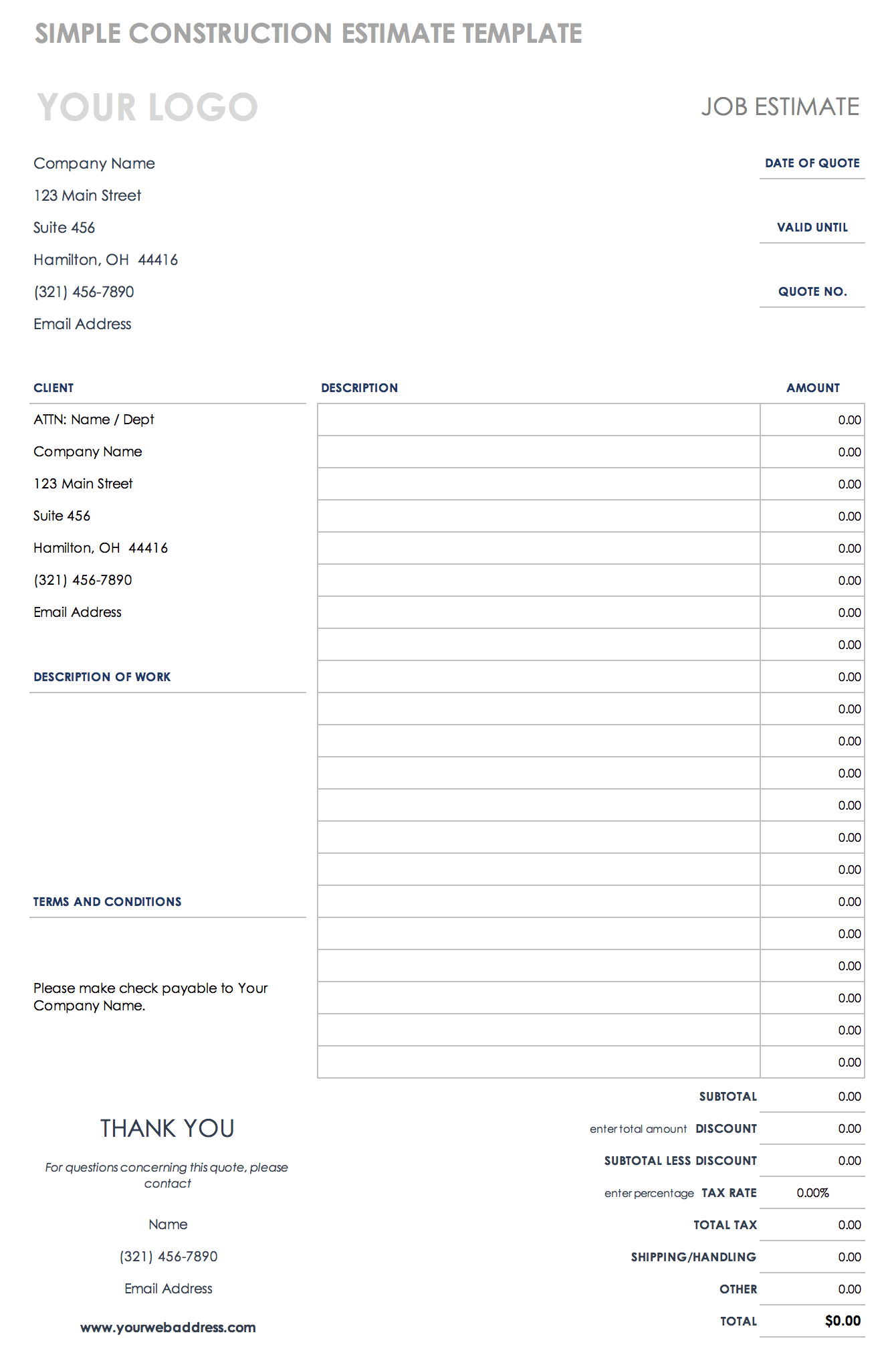 Detail Construction Estimate Template Nomer 25