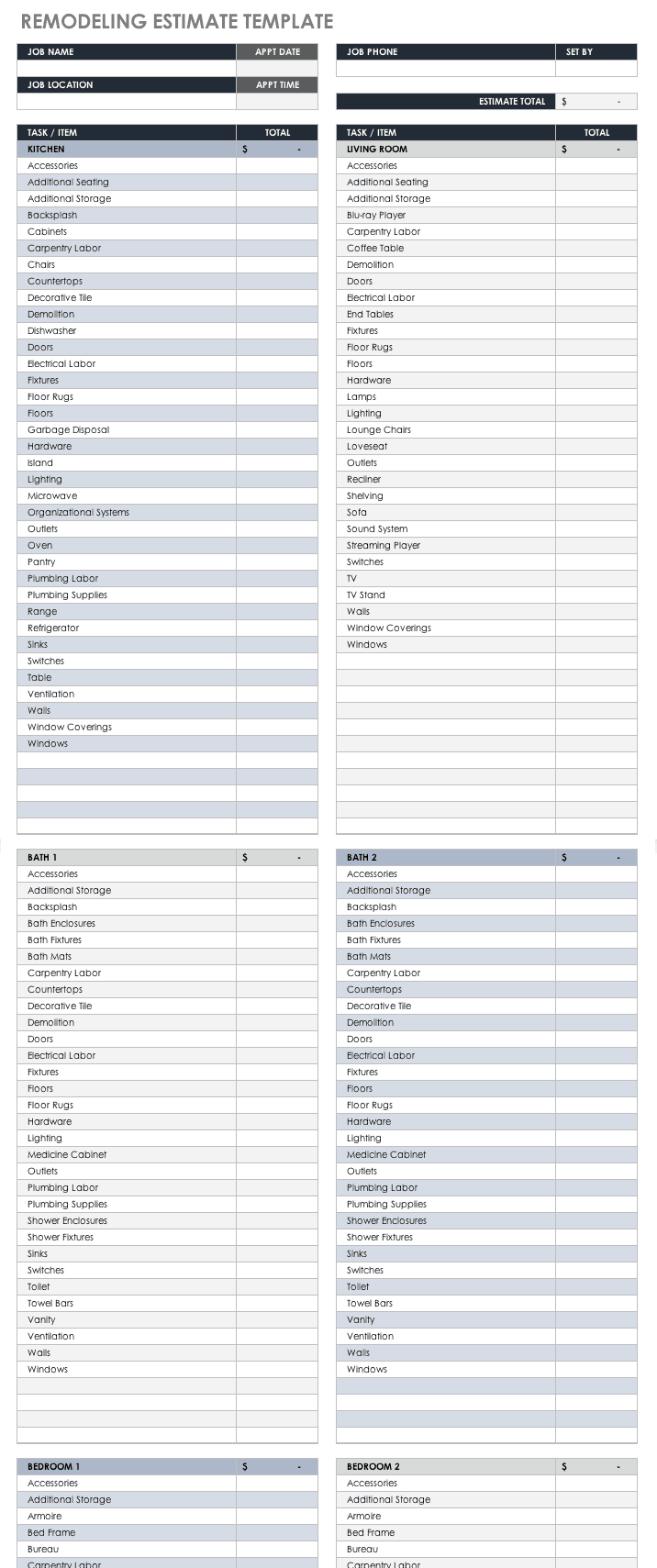 Detail Construction Estimate Template Nomer 50