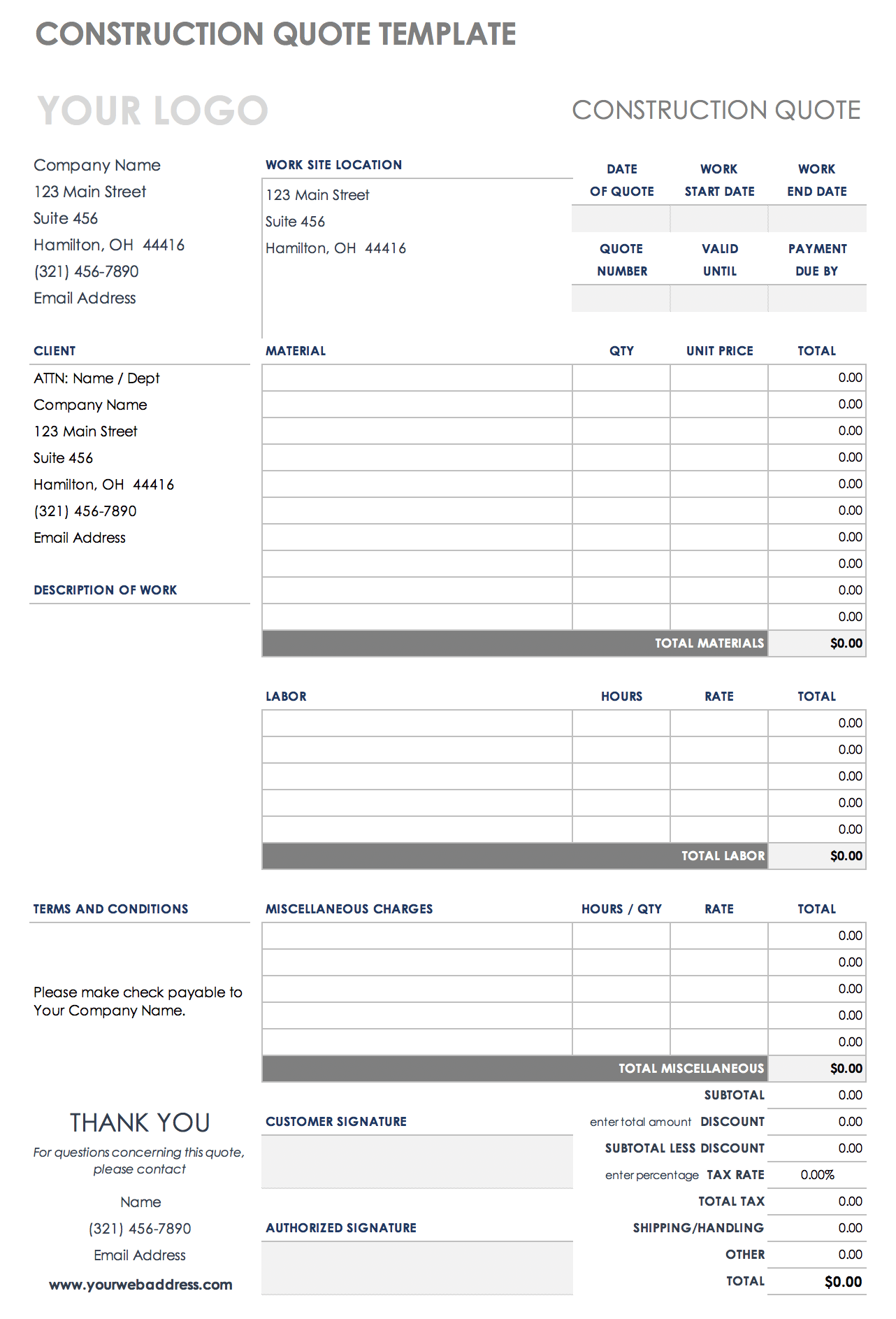 Detail Construction Estimate Template Nomer 8