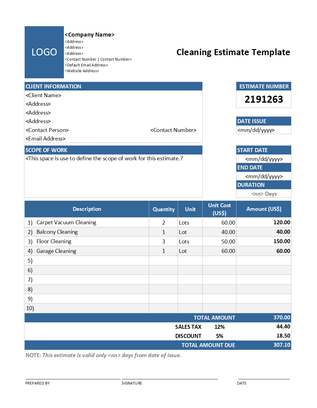 Detail Construction Estimate Template Nomer 10