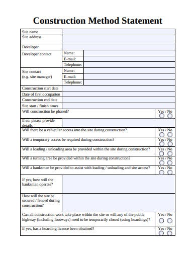 Construction Method Statement Template Doc - KibrisPDR