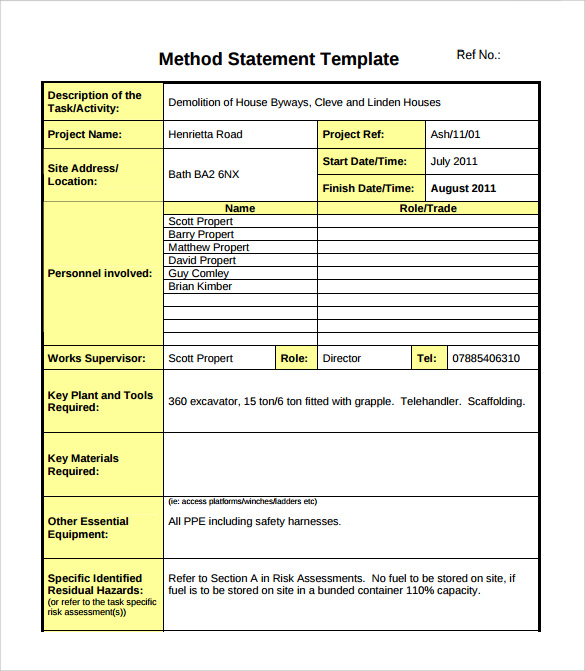 Detail Construction Method Statement Template Doc Nomer 2