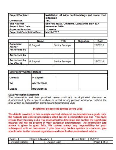 Detail Construction Method Statement Template Doc Nomer 11