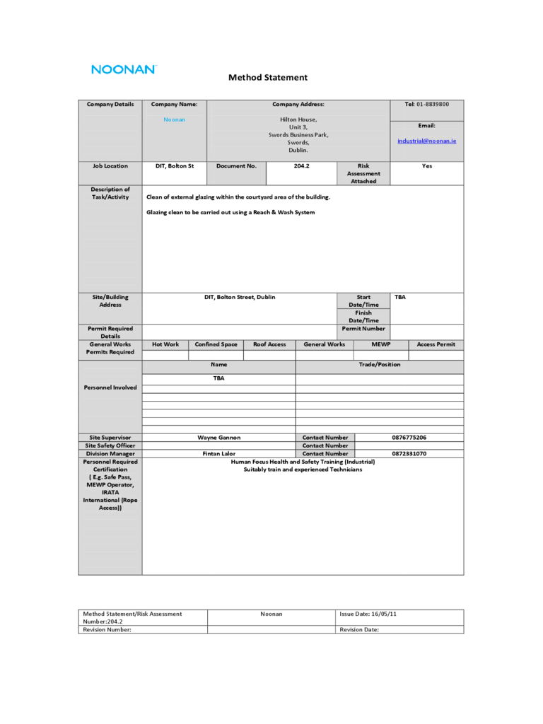 Detail Construction Method Statement Template Doc Nomer 17